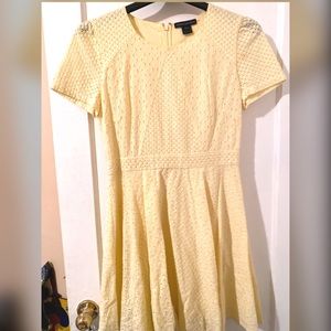 French connection pale yellow eyelet dress